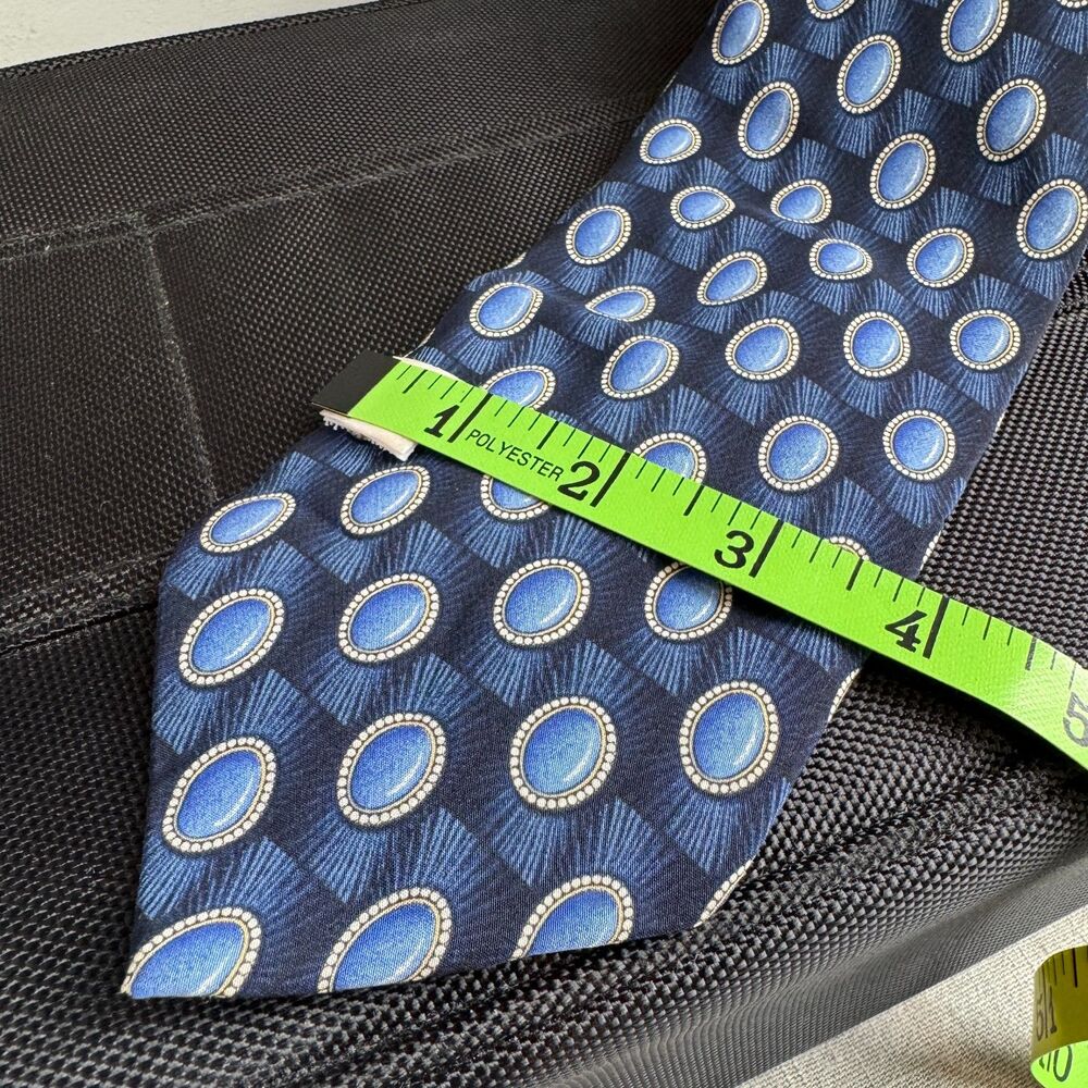 Valentino Cravatte Silk Tie Men’s 4" Blue White Striped Made in Italy Designer - Picture 2 of 8
